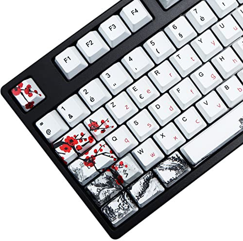 MOLGRIA Lot de 111 capuchons de touches pour clavier mécanique 62, 105, 109, en PBT personnalisé, avec extracteur de touches pour clavier Gateron Kailh Cherry MX Switch ISO (fleur de prune)