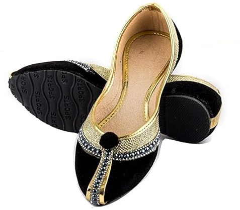 Jutti - Corda da sposa indiana, per donna, stile khussa, per feste tradizionali, mojari, taglia 30-40, colore: nero, blu, rosso, nero, 37 EU