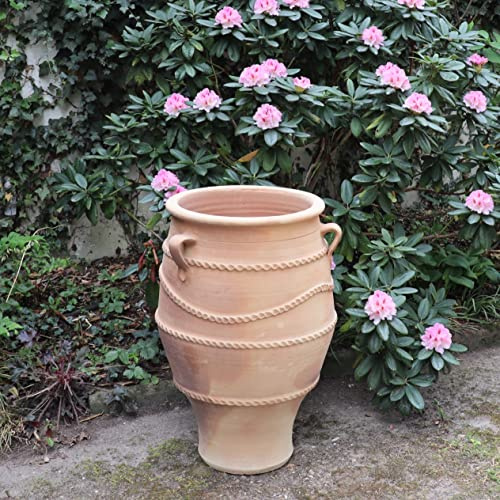 Palatina Werkstatt Terracotta Amfora Thymus2 70 cm – 100 % handgjord unik – exklusiva vintersäkra amforor för trädgård och inomhusbruk
