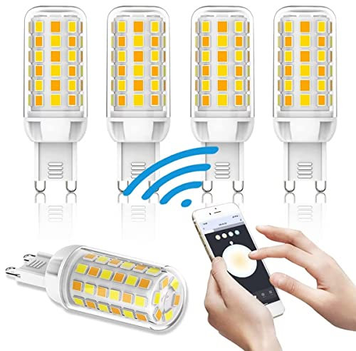 GYCS G9 Smart WLAN Glühbirne 4W Alexa LED Lampen Dimmbar 2700K to 6500K Birne Kompatibel mit Alexa und Google Home, Sprachsteuerung, Kein Hub Erforderlich, Smart Life” APP, WiFi Smart G9, 5er Pack