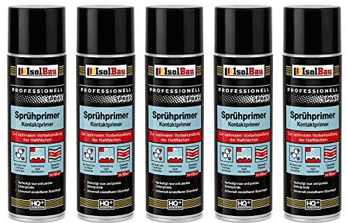 Isolbau Sprühprimer 5 x 500 ml - Kontakt-Primer zur Vorbehandlung der Haftflächen - Haftvermittler für Glas, Holz, Metall, Mauerwerk, PVC, Beton uvm