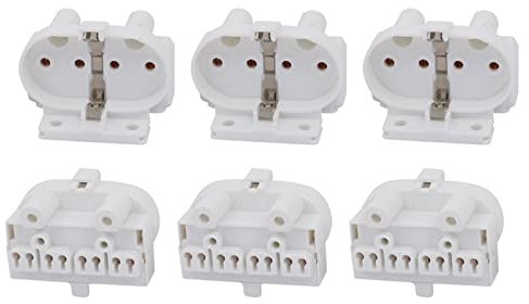 YOKIVE 6 Pcs H Lampe Fluorescent lumiere Support, 2G11 Base Simple Tête Douille lumiere Pièces Rechange, Idéal pour Maison, Bureau (Blanc, 2A, AC 500V)