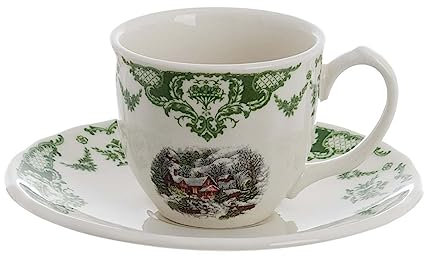 Blanc Mariclò Set 6 tazzine da caffè natalizie con piattino in ceramica 90 ml