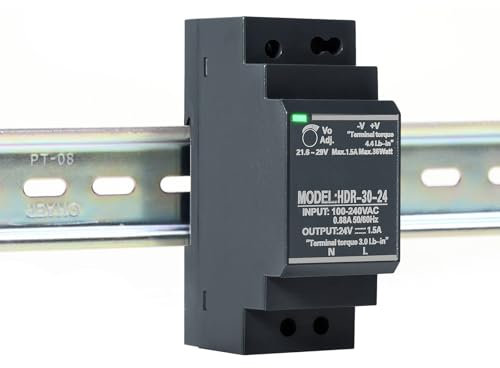 DEWIN Hutschienen Netzteil 24V, Hutschienen Schaltnetzteil DIN Schienen Netzteil Transformator für Industrielle Automatisierungsgeräte 36W 1,5A 24V