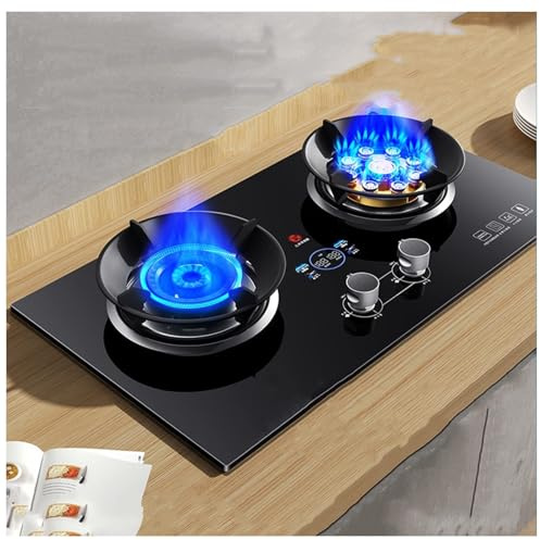 Portatile Stufa A Gas - Fornello A Gas, Fornello A Gas A Doppio Fuoco Con Funzione Timer, Fornello A Gas Da Tavolo O Da Incasso, Fornello A Gas Per Cucina Domestica Facile Da Pulire ( Color : Black ,