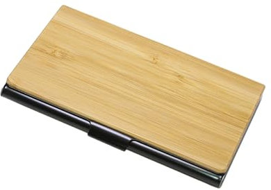 BEALIFE Visitenkartenhalter aus Holz, breite Anwendungsmöglichkeiten, einfach und stilvoll, einfache kreative Kartenbox, Visitenkartenetui, Bambusholz Gelb