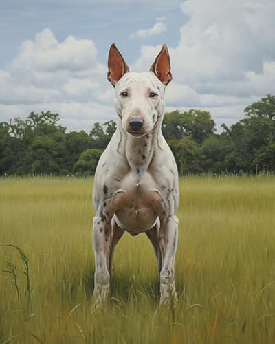 ZMHZMY Malen nach Zahlen Bullterrier auf Gras Painting by Numbers Kit DIY ölgemälde Kit für Erwachsene,Anfänger Painting Set 16x20 Zoll Leinwanddruck Wandkunst Dekoration