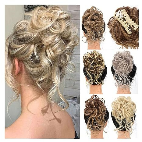 Dutt-Haarteil, Krallenclip, unordentliche Dutt-Haarteile, zerzauste Hochsteckfrisur, Pferdeschwanz-Verlängerung, synthetisches, lockiges, gewelltes Haar, Dutt-Clip-in-Haarverlängerung für Frauen, Du