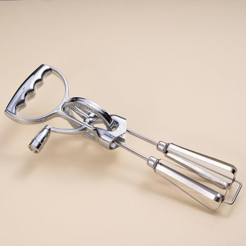 Hand Crank , Stainless Steel Manual Beaters, Rotary Egg Beater, Double Head Rotary Whip Whisk With Crank