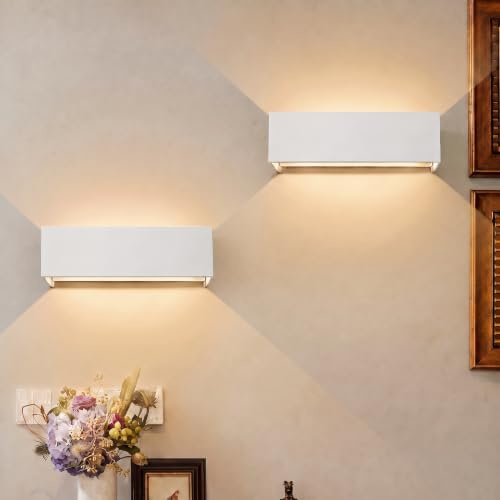 Kingwen 30W LED Außenwandleuchte,3000lm,3000K,Weiß,2er Set,3-flammig | IP65 Up-Down-Wandleuchte,Warmweiß,0–120° verstellbar,Aluminium,COB LED,Innen/Außen,30×10×10 cm,AC85–265V