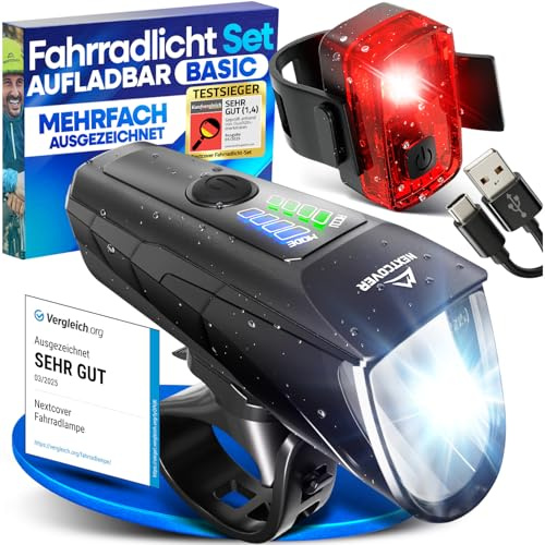 NEXTCOVER Kit d'éclairage pour vélo - L'original - Avec capteur [LightSense] et autonomie de la batterie de 9 h - Rechargeable par USB et étanche - Lumière LED avant - Lampe de vélo & feu arrière de