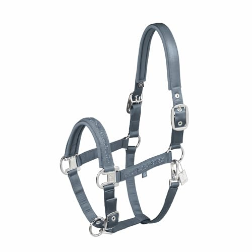 Eskadron Halfter Pferdehalfter Classic Sports Jewel Double Pin, Farbe:Steel Blue, Größe:P2