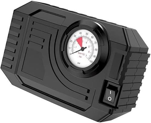 Compresseur d'Air Portable, 12V, Pompe à Air Multifonctionnelle pour Voiture avec Manomètre et Lumière LED, 15 x 9,5 x 4,5 cm