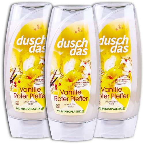 3 er Pack Duschdas Duschgel Vanille & Roter Pfeffer 3 x 225 ml
