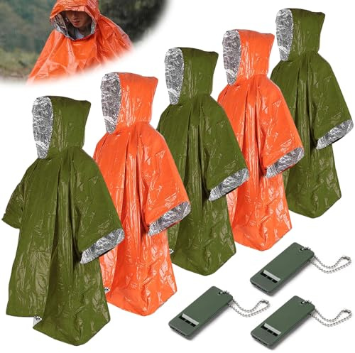 JNZLT 8 st nödponcho räddningsfilt, nödsovsäck värmefilt, första hjälpen värmefilt, lämplig för camping, vandring