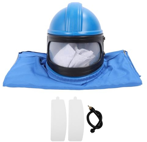 Casque de Sable, Casque de Sable d'alimentation à Air Sûr avec Un Costume de Sable sans Manches Léger, Un Protecteur de Capot de Sable D'objectif Transparent pour la