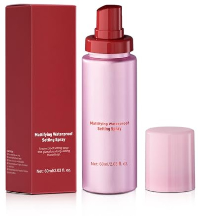 Spray fixateur de maquillage Brume fixatrice mate invisible avec formule hydratante, prolongateur de maquillage waterproof pour une tenue de 12 heures, 60 ml/2,03 fl.oz. Spray fixateur léger