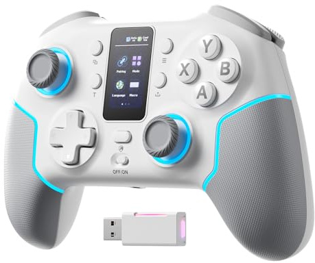 ECHTPower Mando para PC con Pantalla Inteligente, 1000Hz Polling Rate, Hall Gatillos & Joysticks, 1000mAh Batería, Turbo y Vibración Ajustable, PC Controller para PC/Switch/iOS/Android