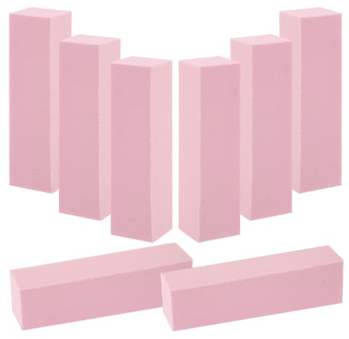 FONDOTIN 10pcs Four-Sided Nail Buffer Blocks Soft Sponge Sanding Polishing Files for Natural False Toenails Manicure Pedicure Nail Art Salon Home Use Pink