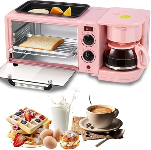 3-in-1 Electric Breakfast Station – Multifunctional Appliance with Cooking Pot, Baking Area, and Coffee Maker for Small Kitchenettes