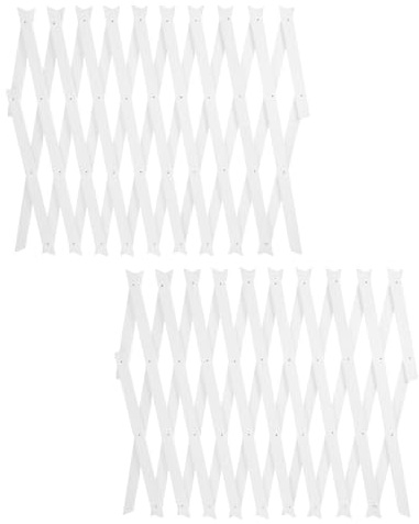 Sosoport Lot de 2 Treillis Extensibles en Bois Blanc H44 – Panneaux de Clôture Muraux pour Jardin, Support Réglable pour Plantes Grimpantes, Treillis Décoratif Intérieur et Extérieur, pour