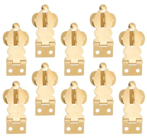 TEHAUX 10pcs Mini Solid Brass Jewelry Box Latches with Screws, Small Padlock Hasp Lock for Wooden Cases, Cabinets, Sheds and Craft Boxes, 1.49 X 0.59