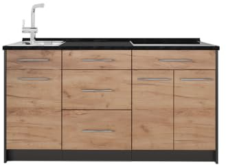 Vicco Köksblock Fame-Line, Goldkraft ek/antracit, 150 cm, AP Antracit, för individuell expansion med kompatibla moduler