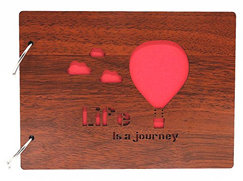 Smiling Art Fotoalbum zum selbst gestalten/basteln, Fotoalbum zum einkleben, DIY Scrapbook, Fotobuch, Tagebuch, Reisebuch, Vintage Style mit einem Deckblatt aus MDF Holz, (Journey)