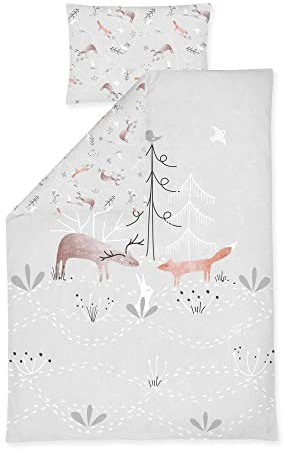 Julius Zöllner Kinderbettwäsche 100% Baumwolle, Standard 100 by OEKO-TEX, made in Germany, Gr. 100x135 + 40x60 cm, Woodlife