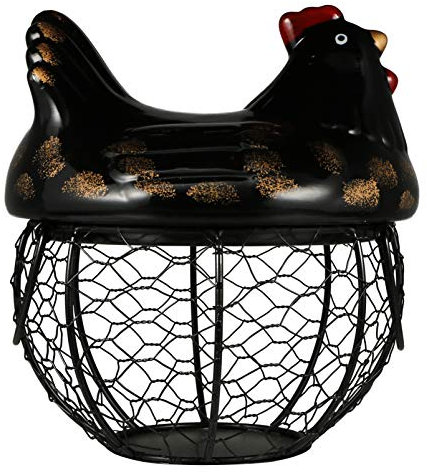 Yardwe en Pdaison Céramique Panier De Rangement Rétro Fer Fil Distributeur Rack Présentoir Bouillie Canard Fruits Organisateur pour de Pâques Cadeau de en