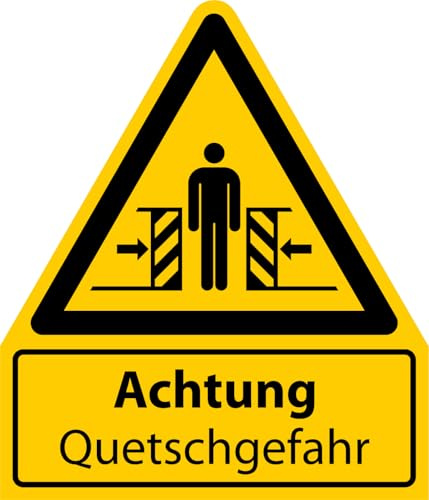 Aufkleber Warnzeichen „Achtung Quetschgefahr Kombi Folie nach ISO 7010 W019 | Größen wählbar Made in Germany, Größe: 210x245 mm