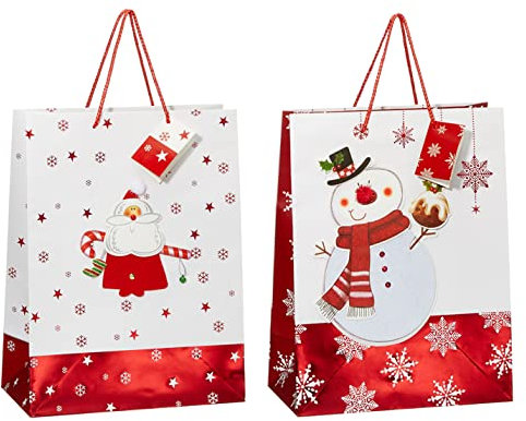 12 x Geschenktüten oder Flaschentüten für Weihnachten in 3-D Optik - Weintüten Geschenktaschen Geschenkverpackung Weihnachten Größe 13,5 x 11 cm (L/B)