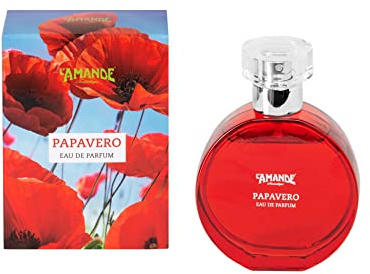 L'AMANDE - Färsk och naturlig damparfym med noter av mimosa och orkidé, parfym för kvinnor med dofter av bärnsten och vit mossa, Eau de Parfum Blommande och kryddiga smaker - vallmo, 50 ml