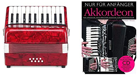 Classic Cantabile Secondo Junior 8-Bass Akkordeon (22 Diskanttasten, 8-Basstasten) Rot & Nur Für Anfänger: Lehrmaterial, CD - Eine Umfassende