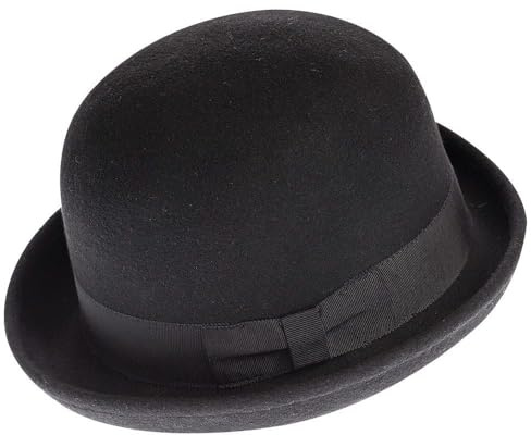 CXQRR Black Bowler Derby Hat Short Rolled Brim Fedora Hat for Men and Women