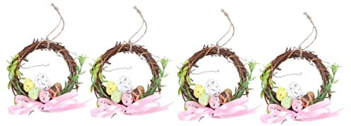 ibasenice 4stücke Künstlicher Osterkranz Mit Bunten Eiern Dekorativer Und Türschmuck Für Ostern Frühling Und Für Ihre Und Außendekoration