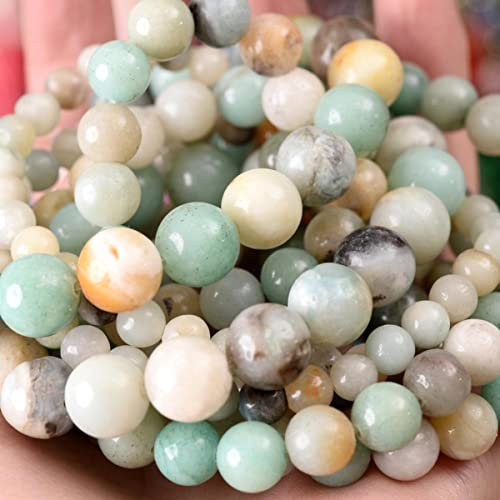 Natürliche runde Steinperlen Tigerauge Jade Aventurin Jaspis Zwischenperlen für die Schmuckherstellung DIY Armband Halskette Zubehör-Amazonit, 12 mm ca. 30 Perlen