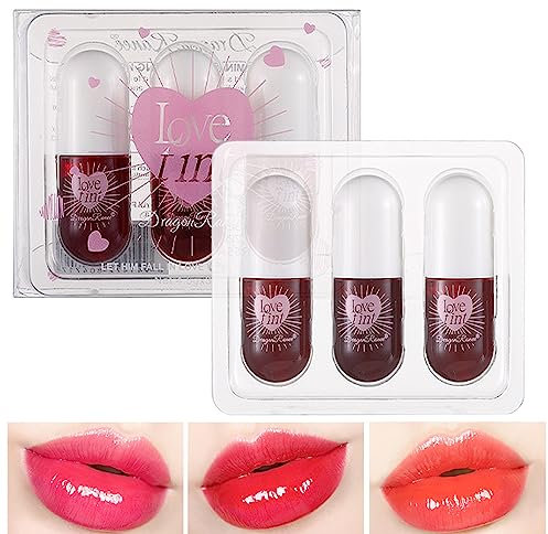 3-in-1 Lip Tint Stain Set - Mini Liquid Lipstick, Long Lasting, Waterproof & Hydrating Lip & Cheeks Stain
