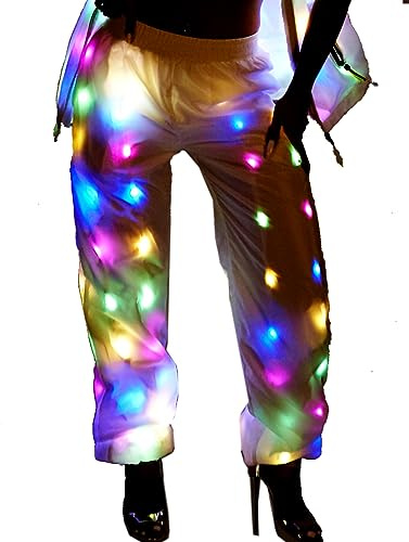 Mens Womens LED Flash Light Rave Jacket Pants Baseball Hoodies Sport Outwear Party Costume Xmas Fancy Dress