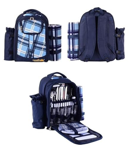 AOKLEY Grill-Picknicktaschen-Organizer Tragbarer Outdoor-Rucksack for Vier Personen, Picknicktasche, Besteckset, multifunktionales Besteckset, Camping-Thermorucksack Campingtasche (Color : Bruin)