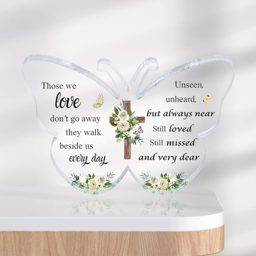 GlauStalos Memorial Gift Sympathy Gift Butterfly Acrylic Bereavement Gifts, Condolence Sympathy Table Decorations for Loss of Loved One, Funeral Decorations for Loss of Mum Dad
