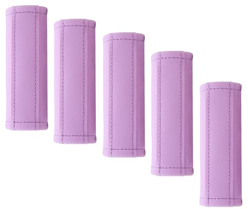 Gowraps Paquete de 5 envolturas de cuero para asa de equipaje, para maleta, bolso, bolsa de lona, identificador de equipaje brillante para automóvil, fundas de asa, accesorios de equipaje para viajes