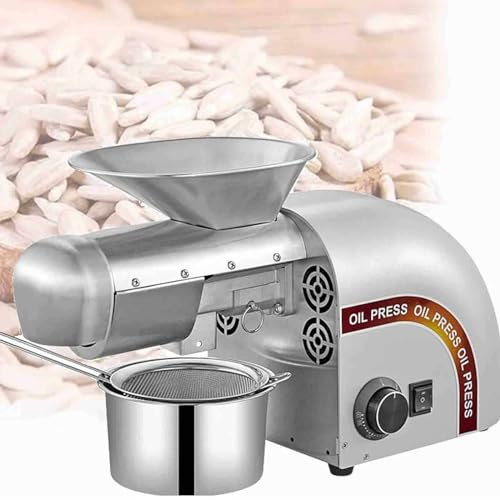 DDZJTPP Pressa di Olio Elettrica 1000W Caldo Freddo Automatico Macchina della Pressa Dell'olio Acciaio Inossidabile Macchina per la Pressa di Olio, per Olives Sesame Coconut Flaxsee,Silver