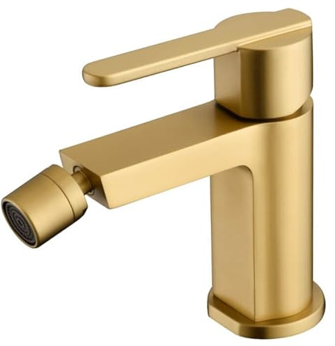 MICE Einhebelmischer aus Messing für Bidet – WC-Armaturen – Bide-Badarmaturen für Kalt-/Warmwasser (gebürstetes Gold)