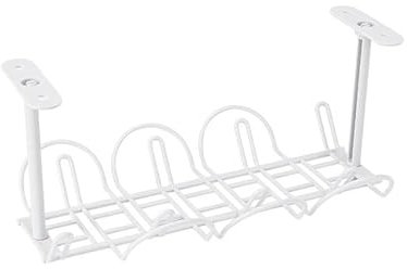 Kabelmanagement Schreibtisch-Kabelmanagement-Tablett unter dem Tisch, Steckdosen-Aufhängehalter, Steckdosenleiste, Aufbewahrungsregal for Büros, Wohnzimmer, Drahtkabel-Organizer Kabelbox (Color : WHI