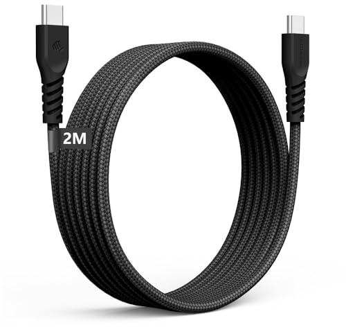 TECHGEAR USB C to USB C Long Charger Cable 60W [2M] Braided Fast Charging Type C Data Lead for iPhone 17 16 15 Pro Max, iPad Air/Pro/A16/10th Gen, Samsung S26 S25 S24 A17 A16 A36, Pixel, Oppo, Moto