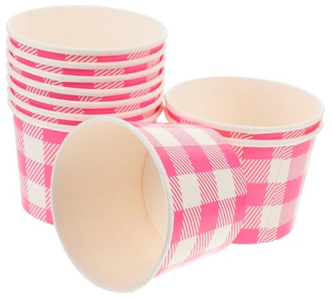 Hoement Gobelets à Dessert Recyclables et Sûrs pour Aliments Lot de 10 Rose 16oz en Papier pour Mousses pour Glaces, Mousses en Boulangeries et Food Trucks