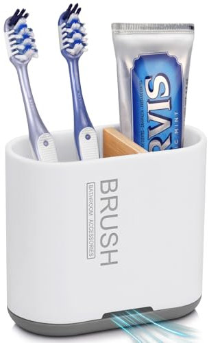 PARKMANI Zahnbürstenhalter, Elektrische Zahnbürste Halterung für Badezimmer Organizer, Abnehmbarer Zahnbürsten Organizer mit Abflussloch für Familie, Kinder (White, Medium)