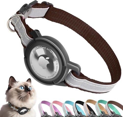 Airtag Katzenhalsband, Breakaway, Odokele Reflektierende Katzenhalsbänder mit Apple-Airtag-Halterung für Kätzchen, Katzen-GPS-Tracker, verstellbare Halsbänder mit