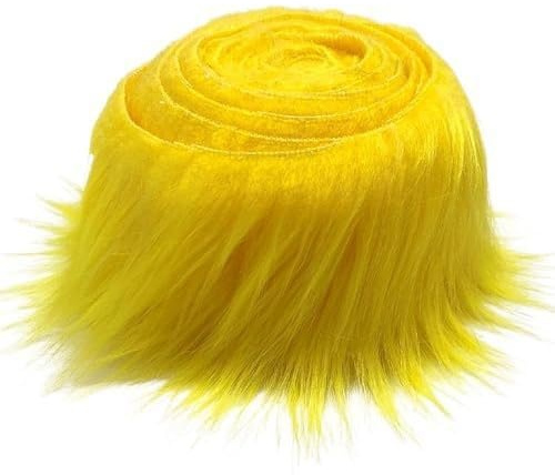 Wisafory Kunstfellstoff Stoff Plüschstoff Kunstpelz zotteligen Pelz Stoff Kunstfell Pelzstoff Stoffaufnäher Dekoband Plüsch Trim Stoffrolle für Basteln Weihnachts DIY Dekoration Gelb
